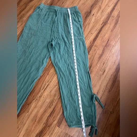 Bohemian Gauze Flowy Harem Cotton Tie Bottom Pants Womens S - Picture 9 of 11